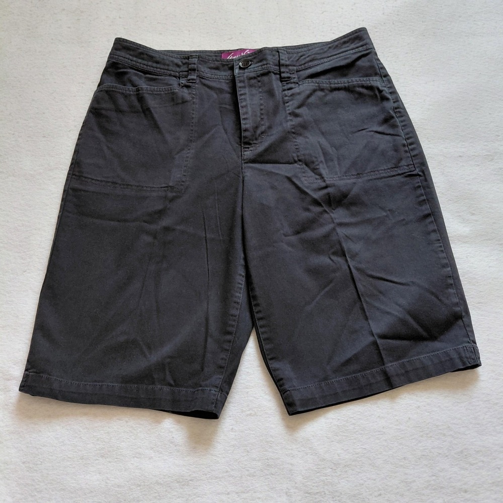 Gloria Vanderbilt Mona Bermuda Shorts Womens 12 Dark Gray Stretch Mid Rise